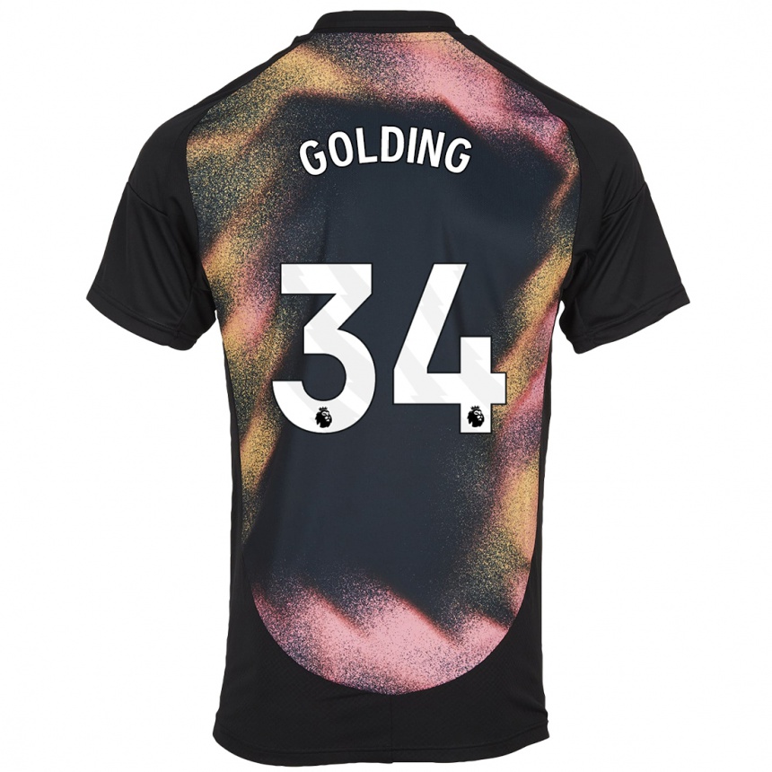 Niño Fútbol Camiseta Michael Golding #34 Negro Blanco 2ª Equipación 2024/25