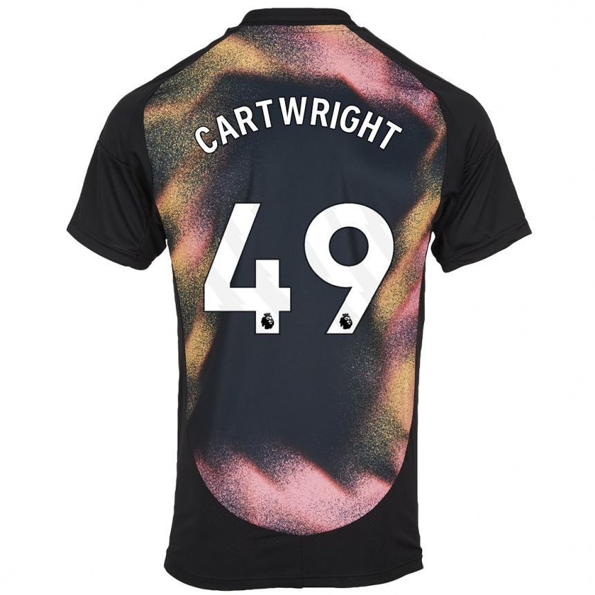 Niño Fútbol Camiseta Henry Cartwright #49 Negro Blanco 2ª Equipación 2024/25