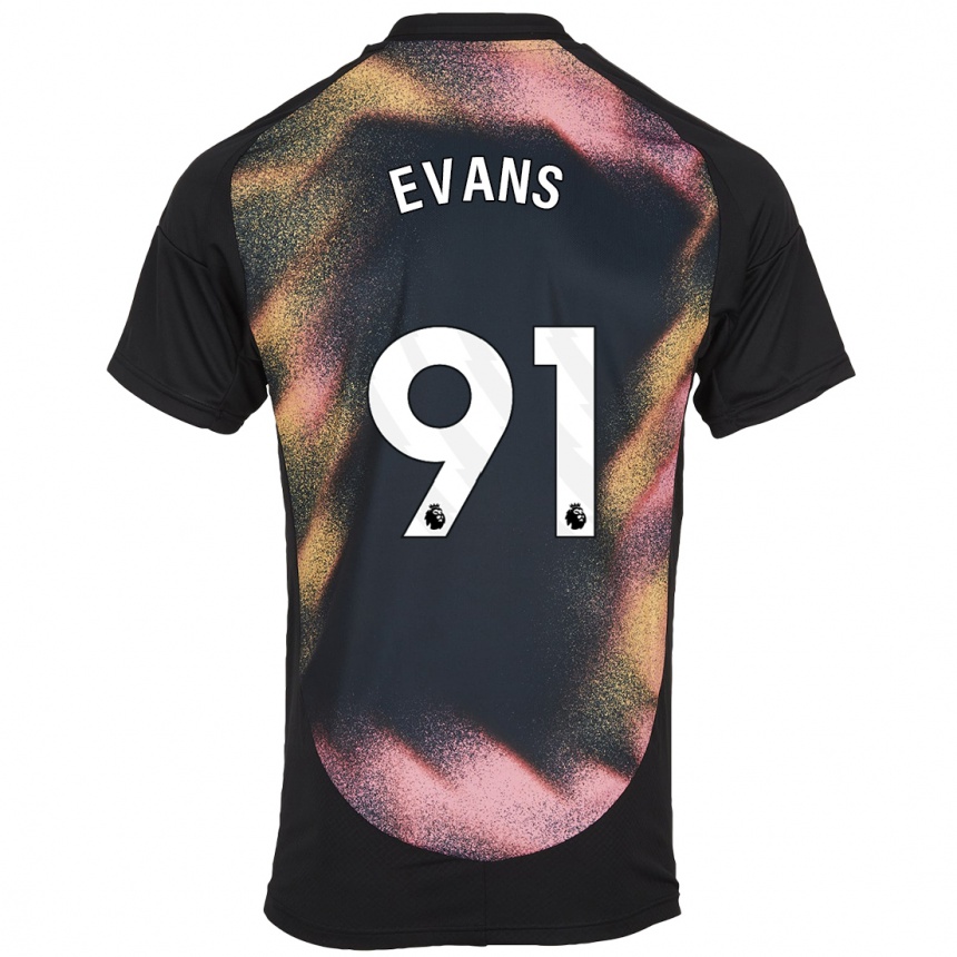 Niño Fútbol Camiseta Jake Evans #91 Negro Blanco 2ª Equipación 2024/25