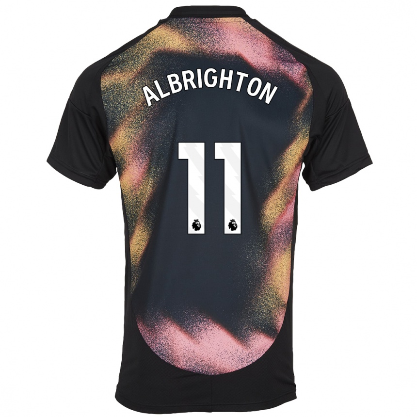 Niño Fútbol Camiseta Marc Albrighton #11 Negro Blanco 2ª Equipación 2024/25