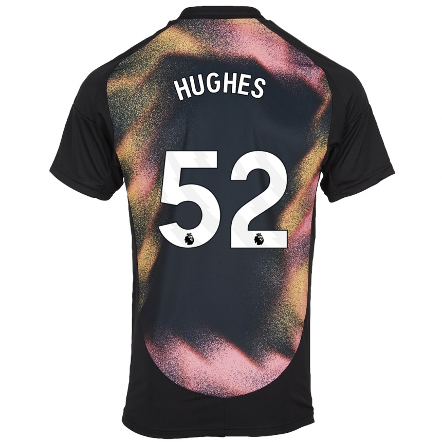 Niño Fútbol Camiseta Iestyn Hughes #52 Negro Blanco 2ª Equipación 2024/25