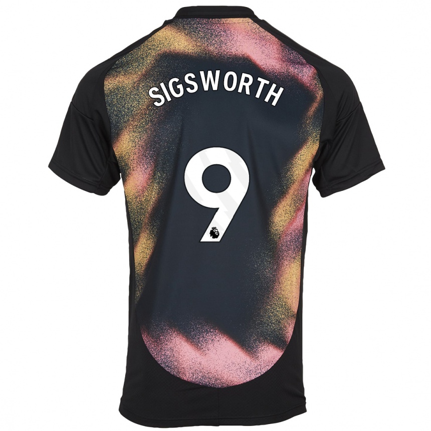 Niño Fútbol Camiseta Jessica Sigsworth #9 Negro Blanco 2ª Equipación 2024/25