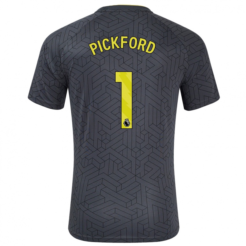 Niño Fútbol Camiseta Pickford #1 Negro Amarillo 2ª Equipación 2024/25