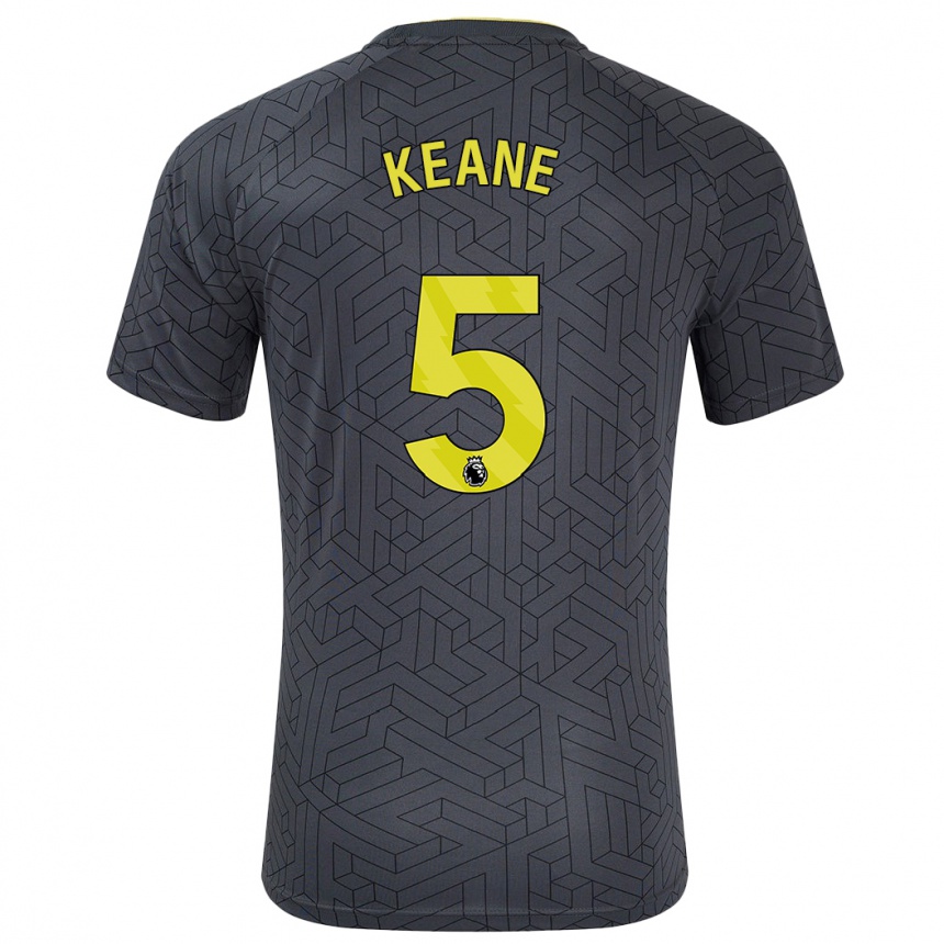 Niño Fútbol Camiseta Michael Keane #5 Negro Amarillo 2ª Equipación 2024/25