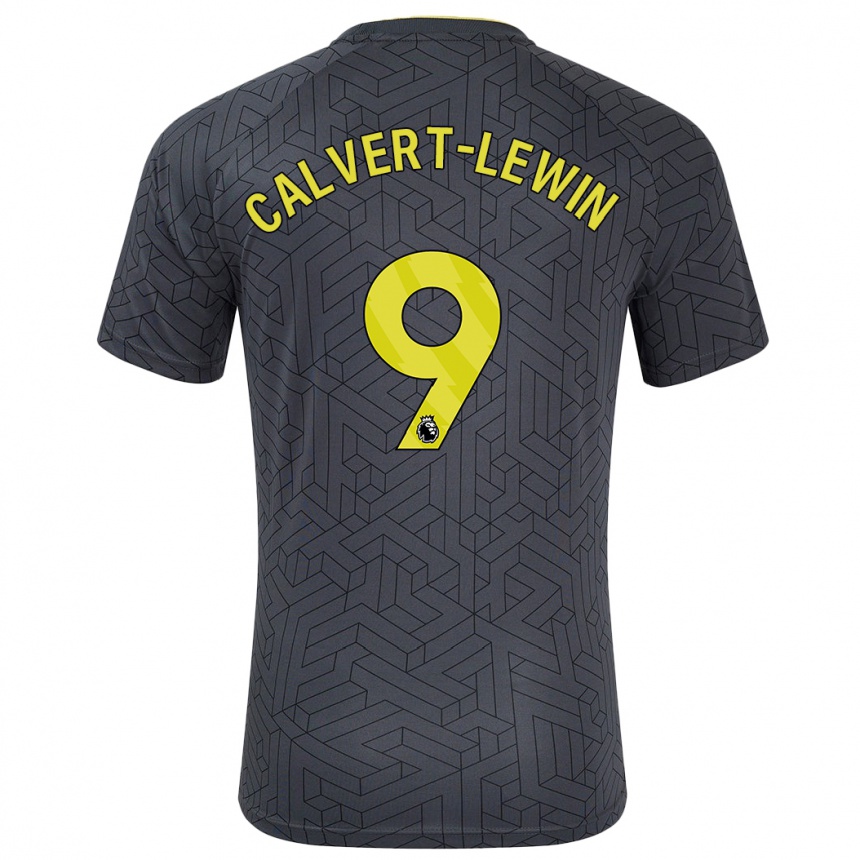 Niño Fútbol Camiseta Dominic Calvert-Lewin #9 Negro Amarillo 2ª Equipación 2024/25