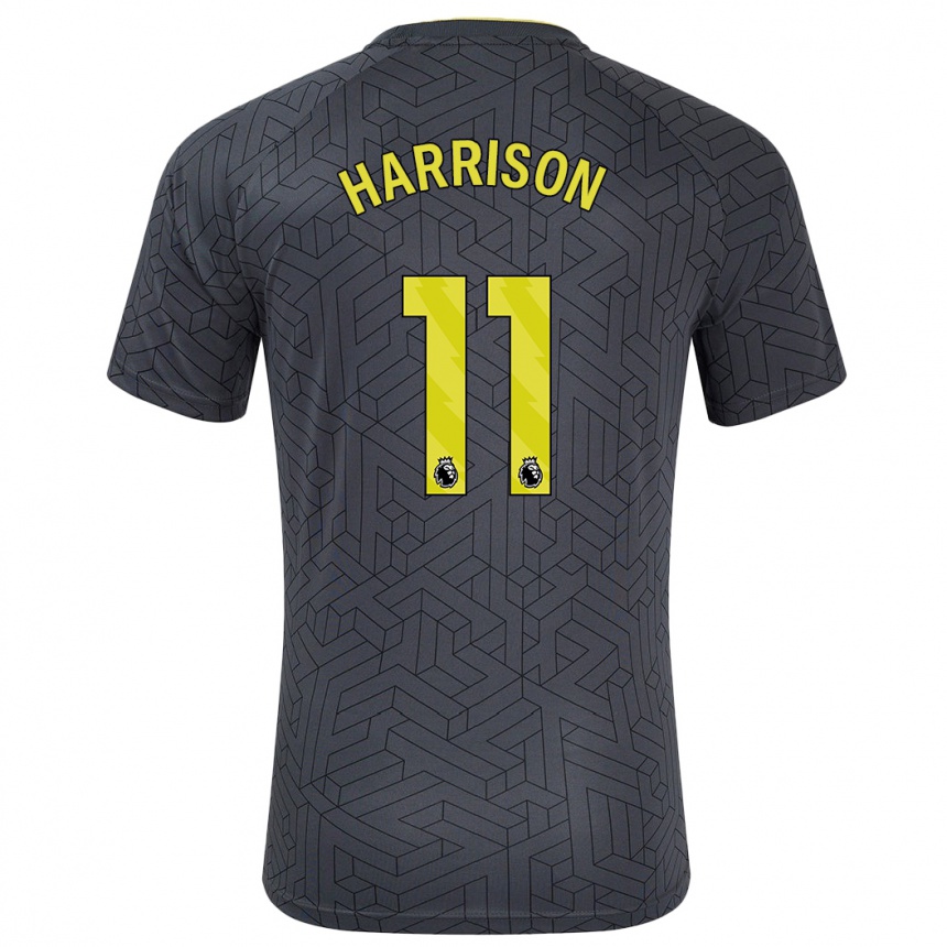 Niño Fútbol Camiseta Jack Harrison #11 Negro Amarillo 2ª Equipación 2024/25