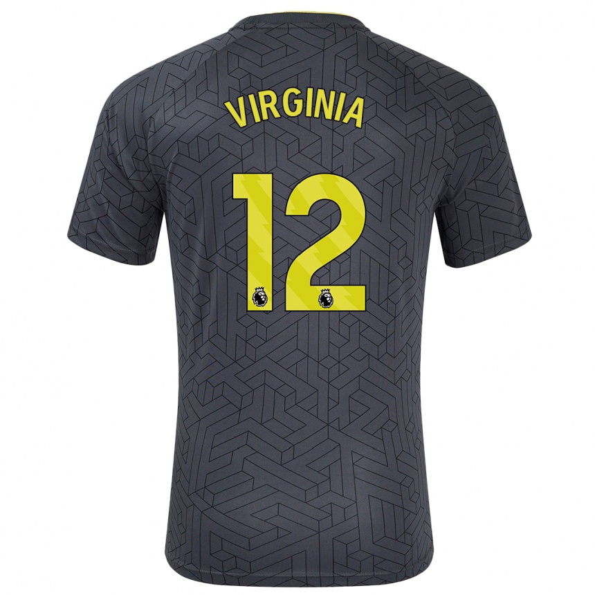 Niño Fútbol Camiseta João Virgínia #12 Negro Amarillo 2ª Equipación 2024/25