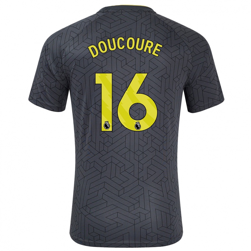 Niño Fútbol Camiseta Abdoulaye Doucouré #16 Negro Amarillo 2ª Equipación 2024/25