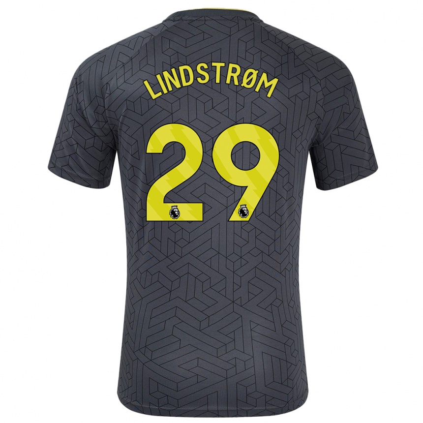 Niño Fútbol Camiseta Jesper Lindstrøm #29 Negro Amarillo 2ª Equipación 2024/25