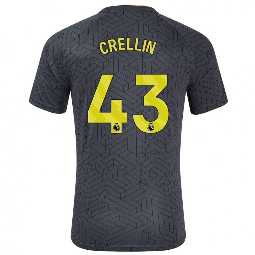 Niño Fútbol Camiseta Billy Crellin #43 Negro Amarillo 2ª Equipación 2024/25