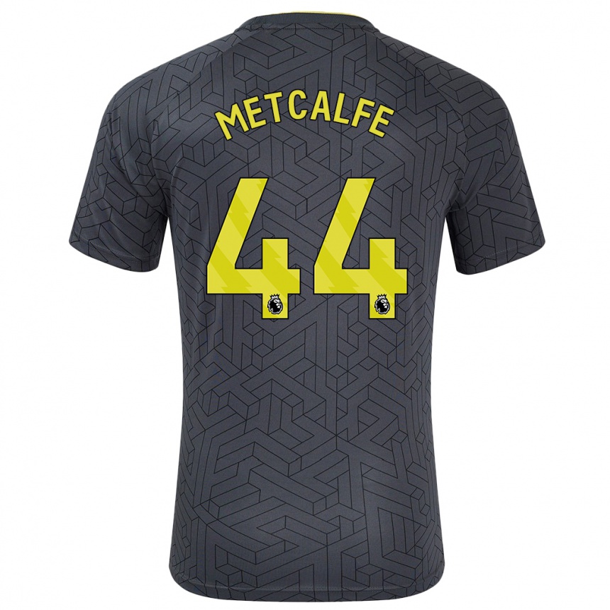 Niño Fútbol Camiseta Jenson Metcalfe #44 Negro Amarillo 2ª Equipación 2024/25