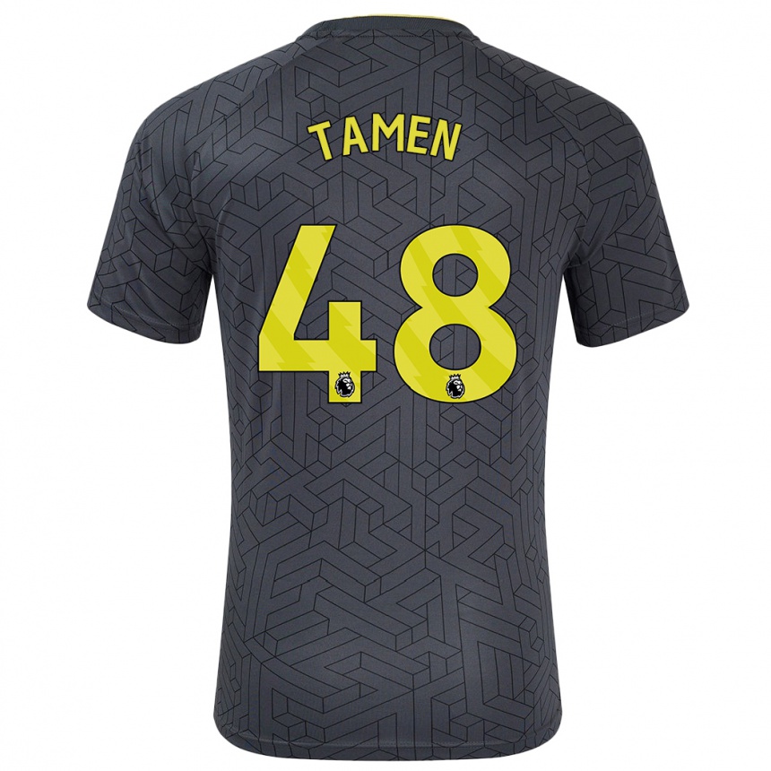 Niño Fútbol Camiseta William Tamen #48 Negro Amarillo 2ª Equipación 2024/25