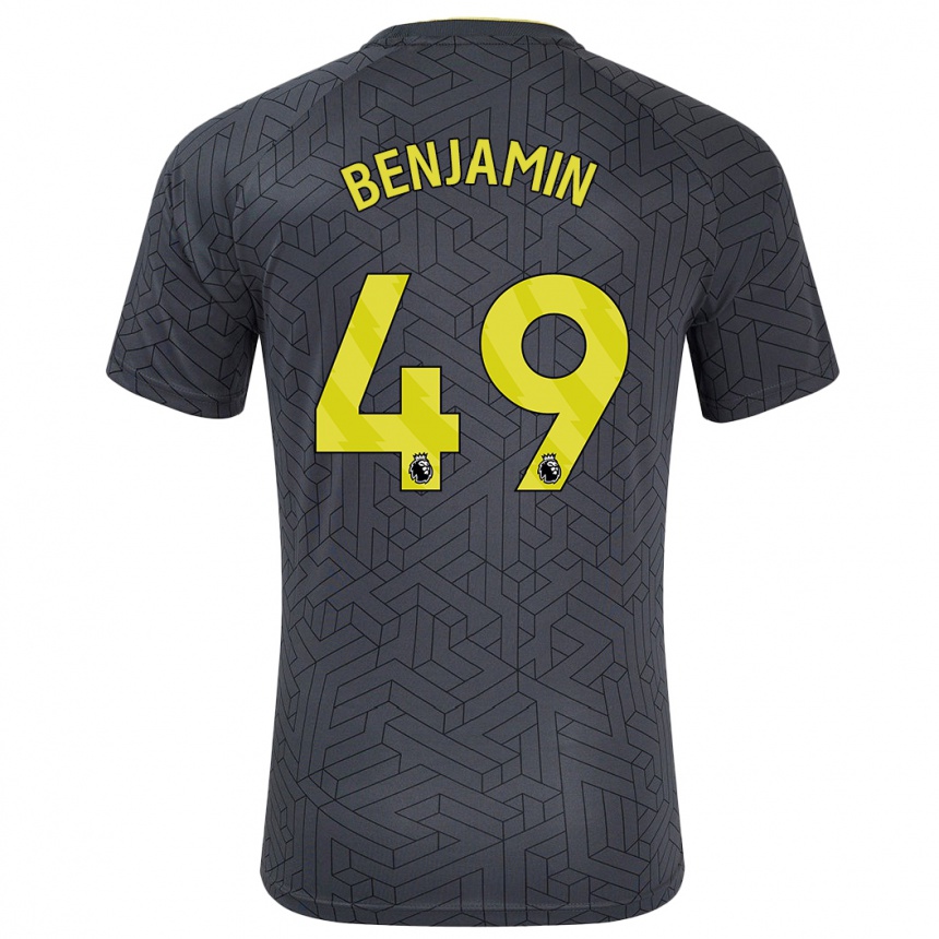 Niño Fútbol Camiseta Omari Benjamin #49 Negro Amarillo 2ª Equipación 2024/25