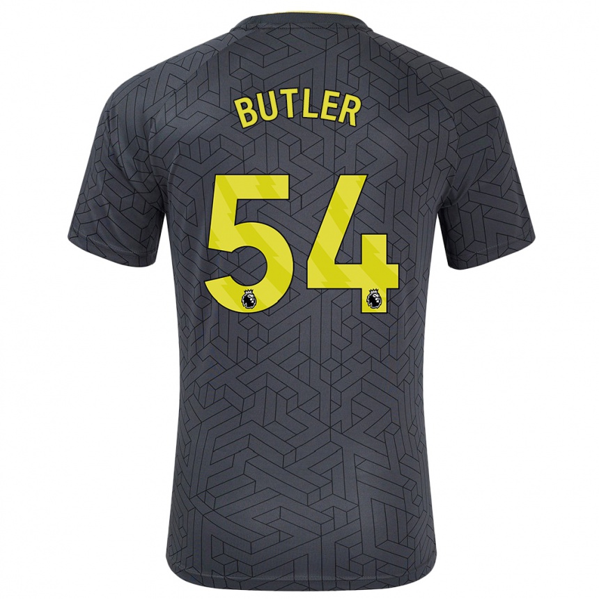 Niño Fútbol Camiseta Jack Butler #54 Negro Amarillo 2ª Equipación 2024/25