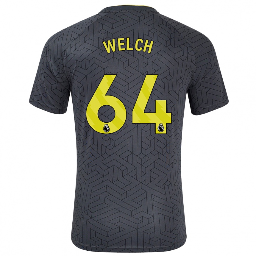 Niño Fútbol Camiseta Reece Welch #64 Negro Amarillo 2ª Equipación 2024/25