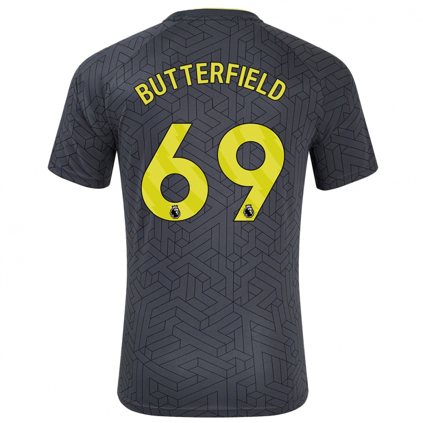 Niño Fútbol Camiseta Luke Butterfield #69 Negro Amarillo 2ª Equipación 2024/25