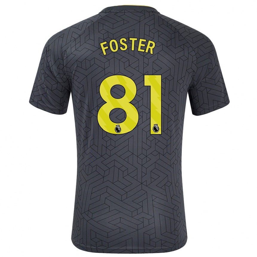 Niño Fútbol Camiseta Harvey Foster #81 Negro Amarillo 2ª Equipación 2024/25