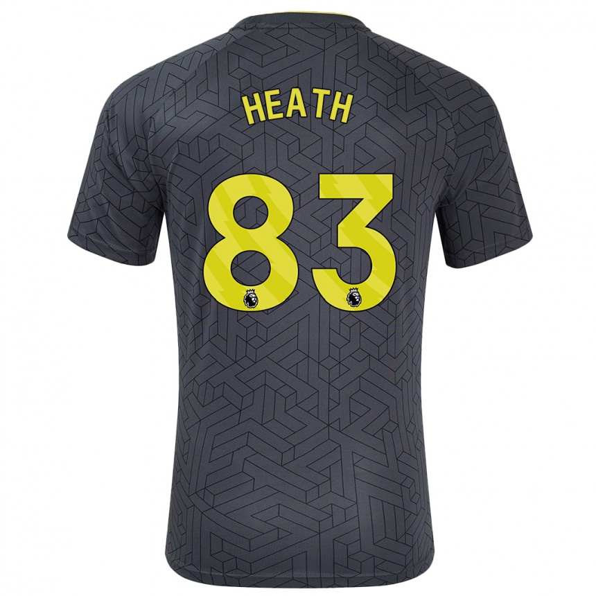 Niño Fútbol Camiseta Isaac Heath #83 Negro Amarillo 2ª Equipación 2024/25