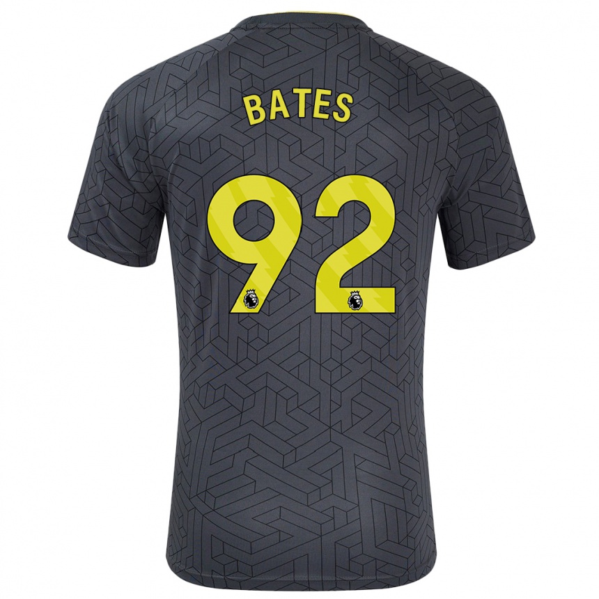 Niño Fútbol Camiseta Callum Bates #92 Negro Amarillo 2ª Equipación 2024/25