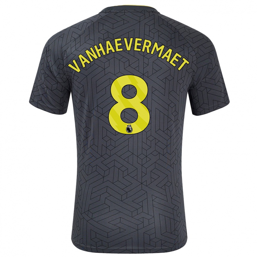 Niño Fútbol Camiseta Justine Vanhaevermaet #8 Negro Amarillo 2ª Equipación 2024/25