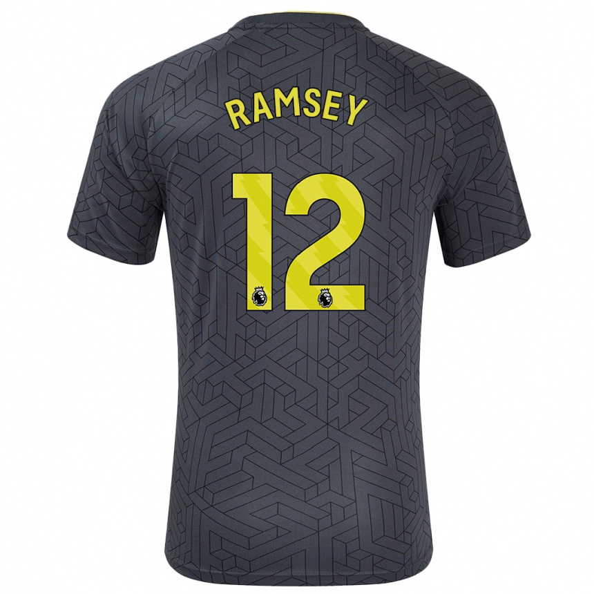 Niño Fútbol Camiseta Emily Ramsey #12 Negro Amarillo 2ª Equipación 2024/25