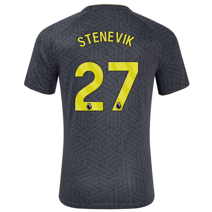 Niño Fútbol Camiseta Elise Stenevik #27 Negro Amarillo 2ª Equipación 2024/25