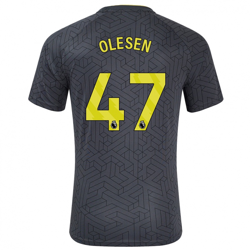 Niño Fútbol Camiseta Karoline Olesen #47 Negro Amarillo 2ª Equipación 2024/25