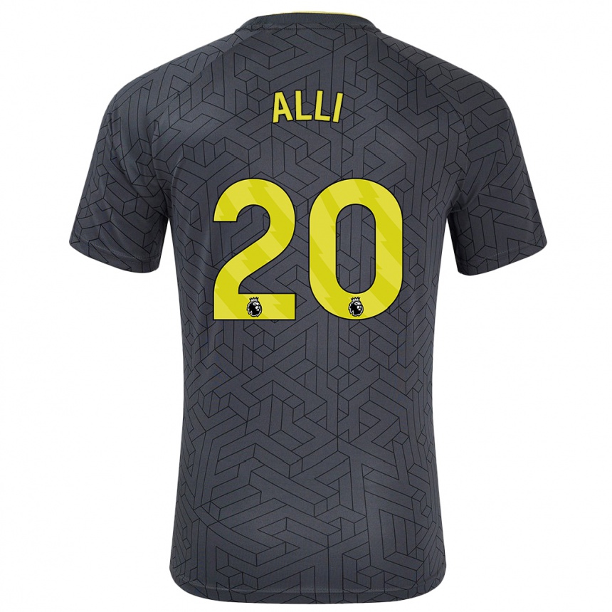 Niño Fútbol Camiseta Dele Alli #20 Negro Amarillo 2ª Equipación 2024/25