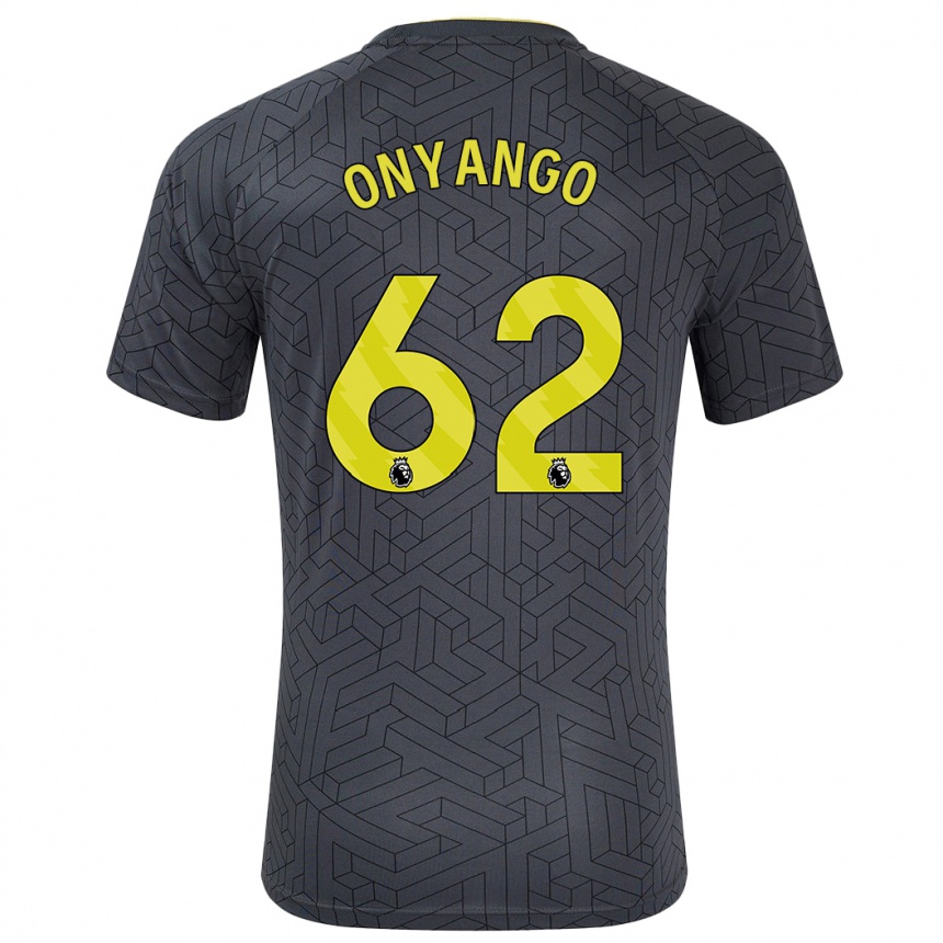 Niño Fútbol Camiseta Tyler Onyango #62 Negro Amarillo 2ª Equipación 2024/25