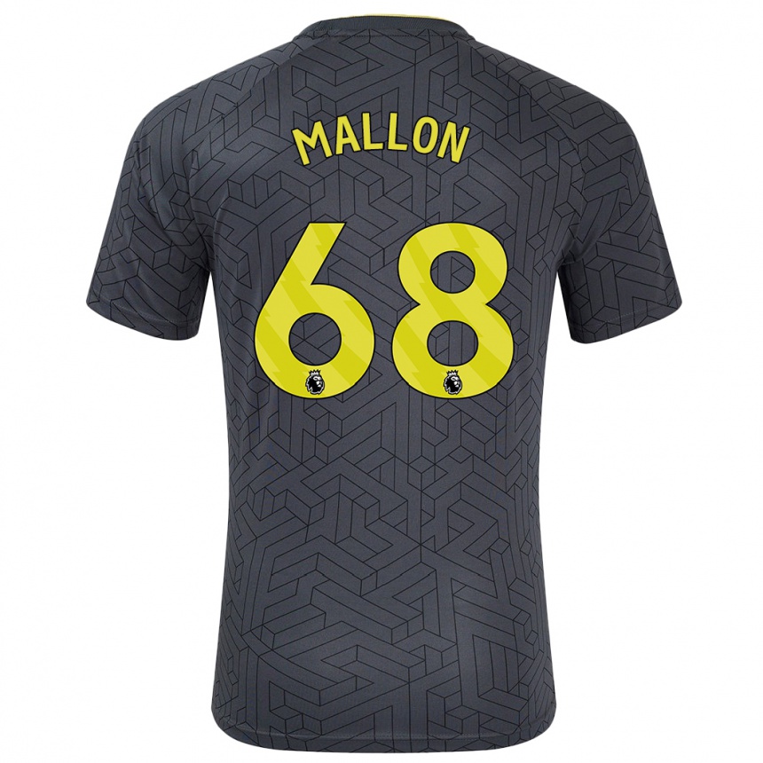 Niño Fútbol Camiseta Mathew Mallon #68 Negro Amarillo 2ª Equipación 2024/25