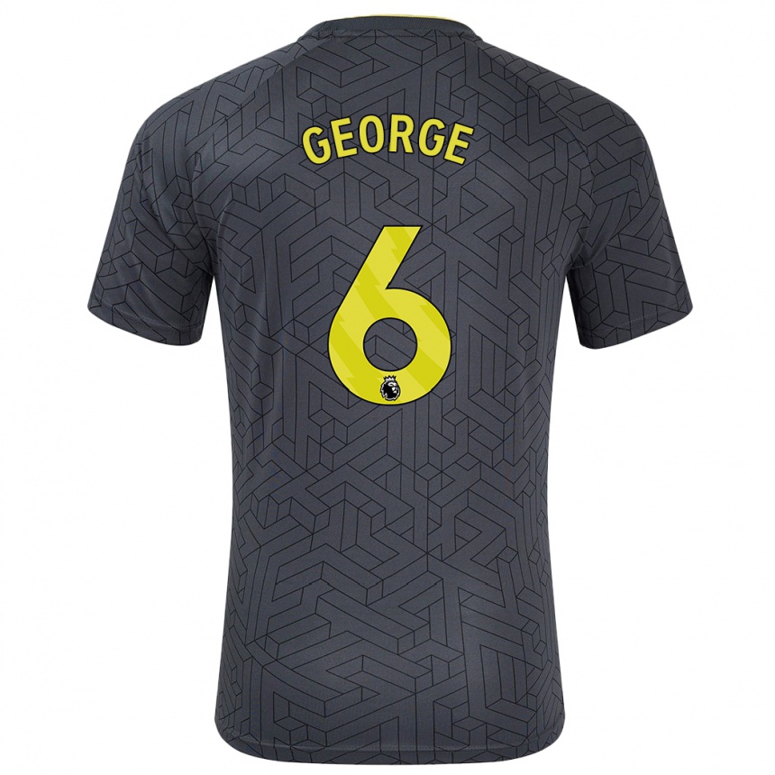 Niño Fútbol Camiseta Gabrielle George #6 Negro Amarillo 2ª Equipación 2024/25