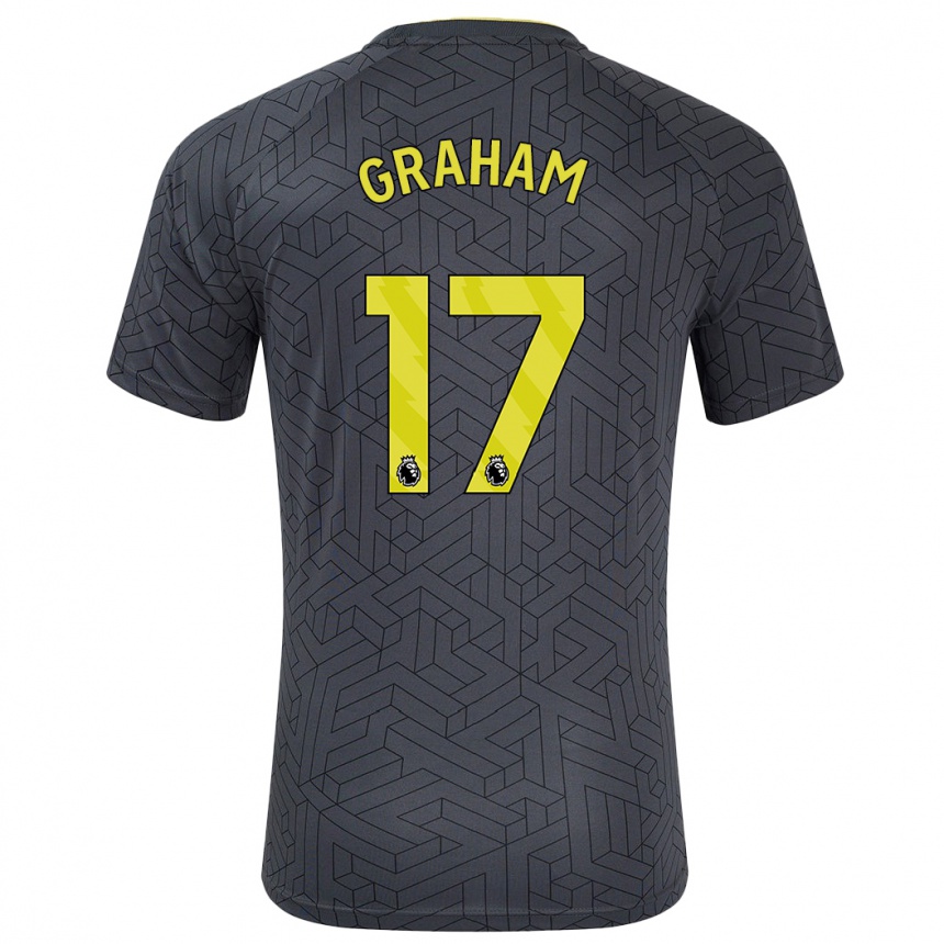 Niño Fútbol Camiseta Lucy Graham #17 Negro Amarillo 2ª Equipación 2024/25