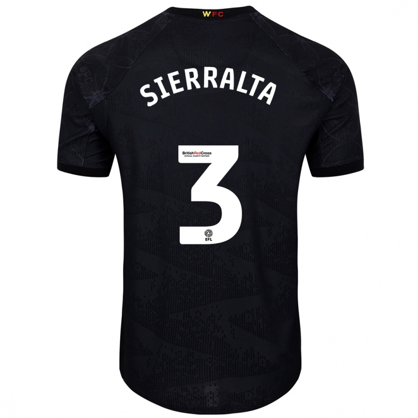 Niño Fútbol Camiseta Francisco Sierralta #3 Negro Blanco 2ª Equipación 2024/25