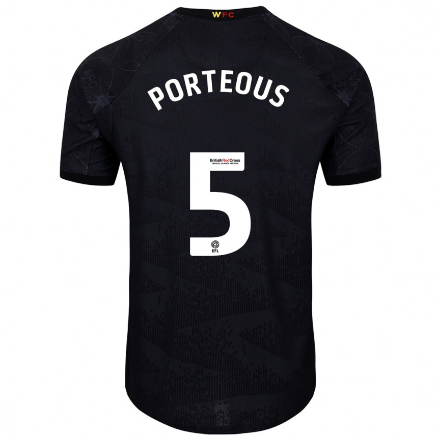 Niño Fútbol Camiseta Ryan Porteous #5 Negro Blanco 2ª Equipación 2024/25