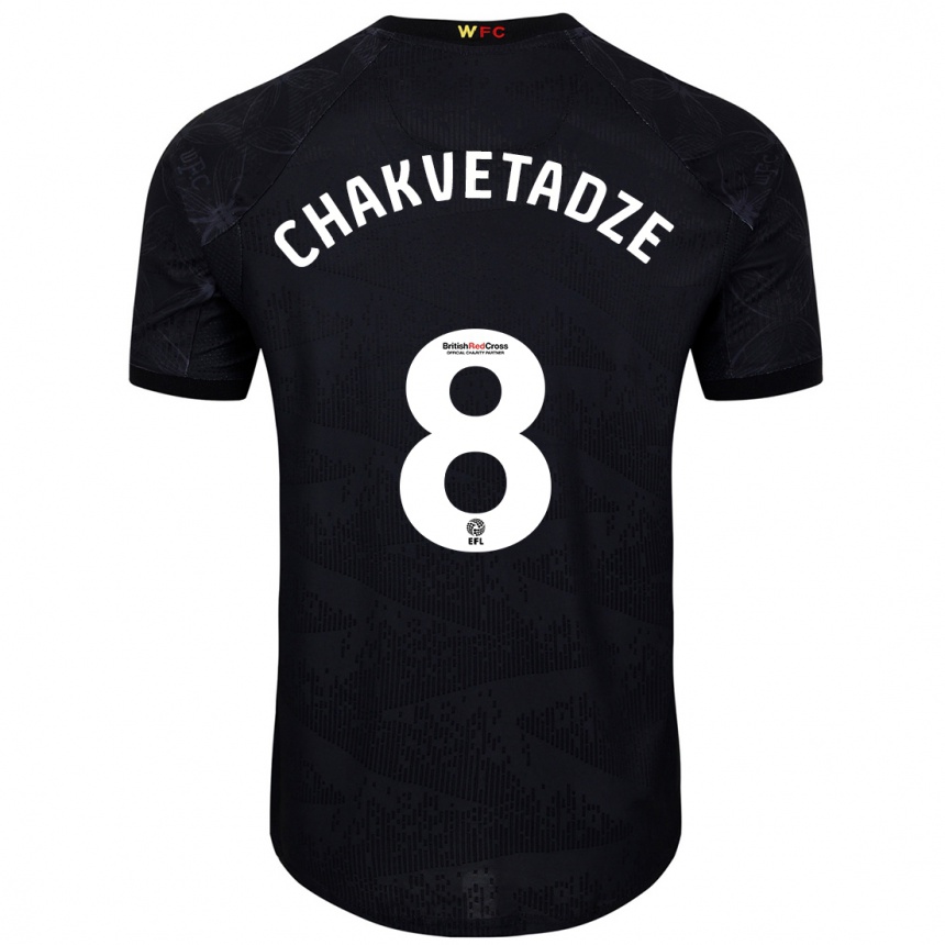 Niño Fútbol Camiseta Giorgi Chakvetadze #8 Negro Blanco 2ª Equipación 2024/25