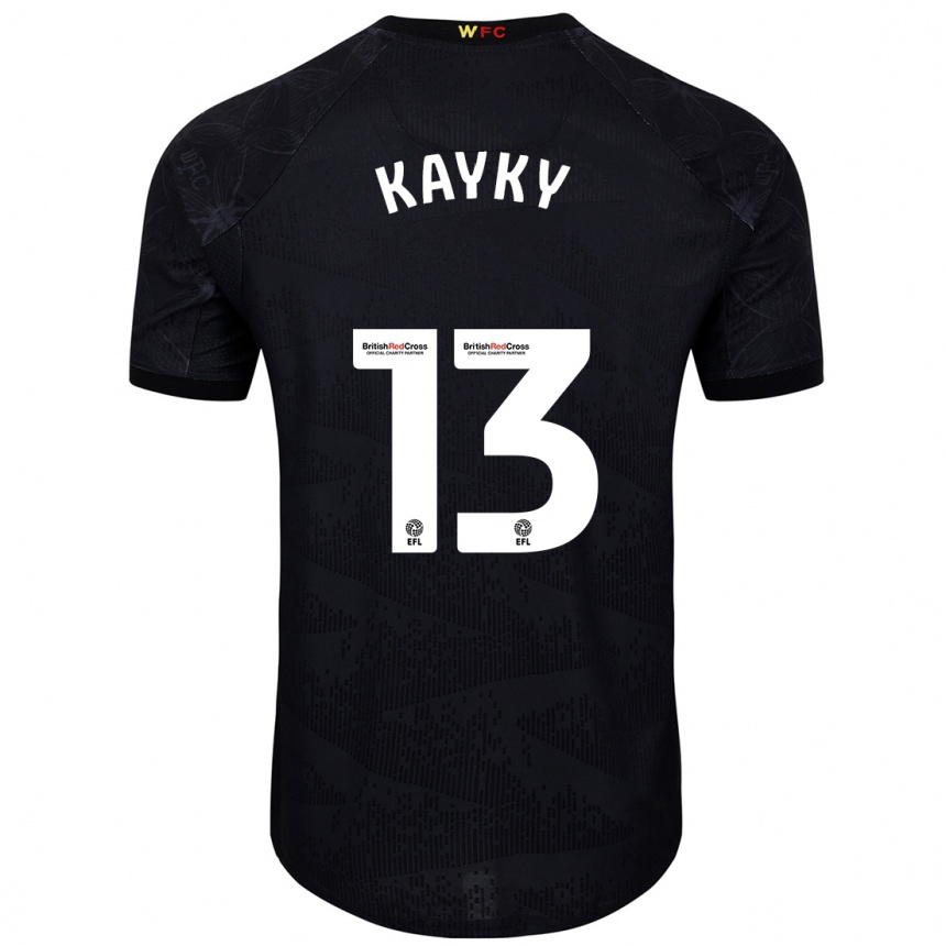 Niño Fútbol Camiseta Kayky Almeida #13 Negro Blanco 2ª Equipación 2024/25