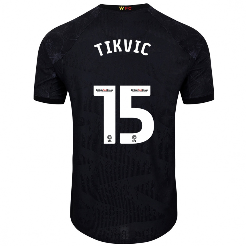 Niño Fútbol Camiseta Antonio Tikvic #15 Negro Blanco 2ª Equipación 2024/25