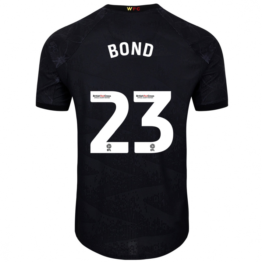 Niño Fútbol Camiseta Jonathan Bond #23 Negro Blanco 2ª Equipación 2024/25