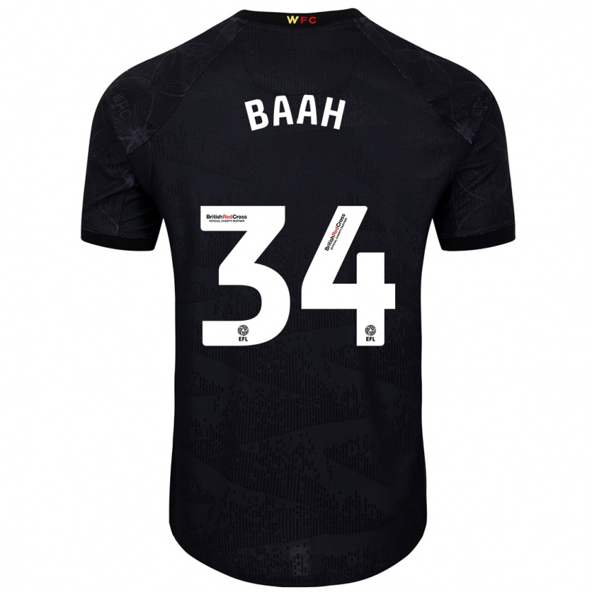 Niño Fútbol Camiseta Kwadwo Baah #34 Negro Blanco 2ª Equipación 2024/25