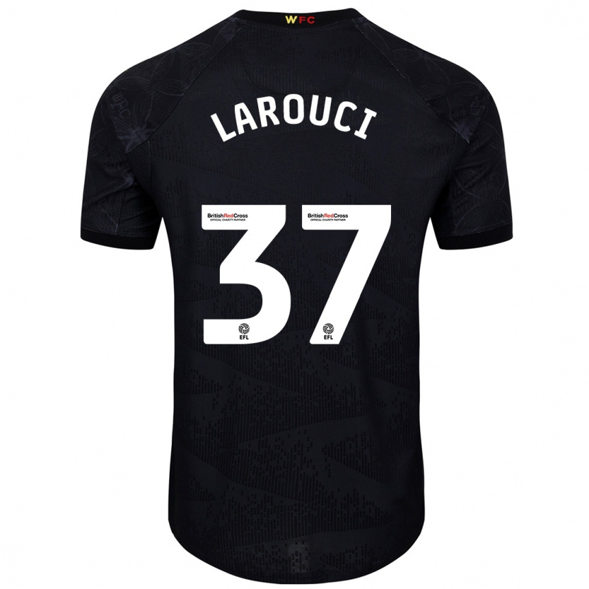 Niño Fútbol Camiseta Yasser Larouci #37 Negro Blanco 2ª Equipación 2024/25