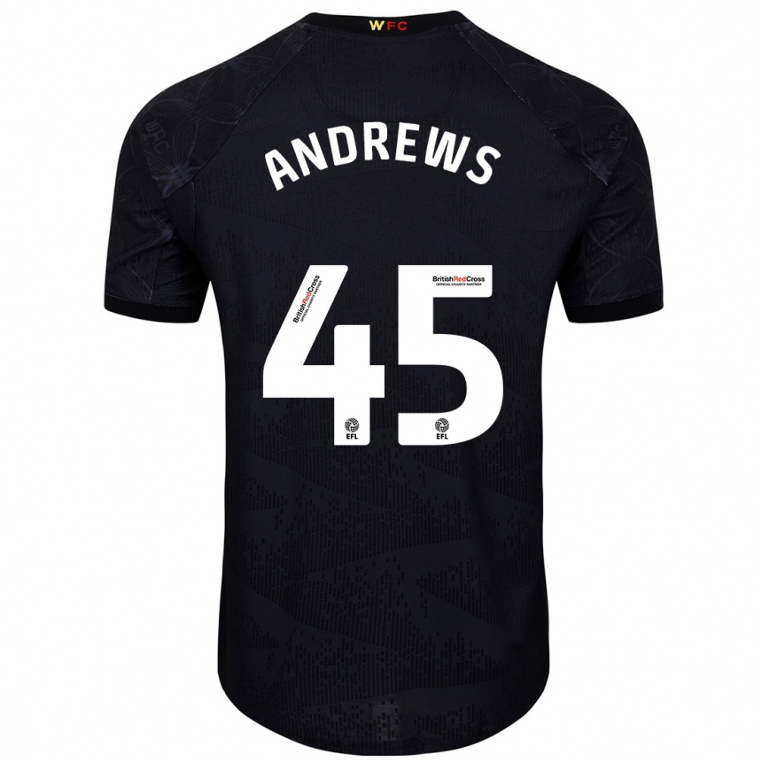 Niño Fútbol Camiseta Ryan Andrews #45 Negro Blanco 2ª Equipación 2024/25