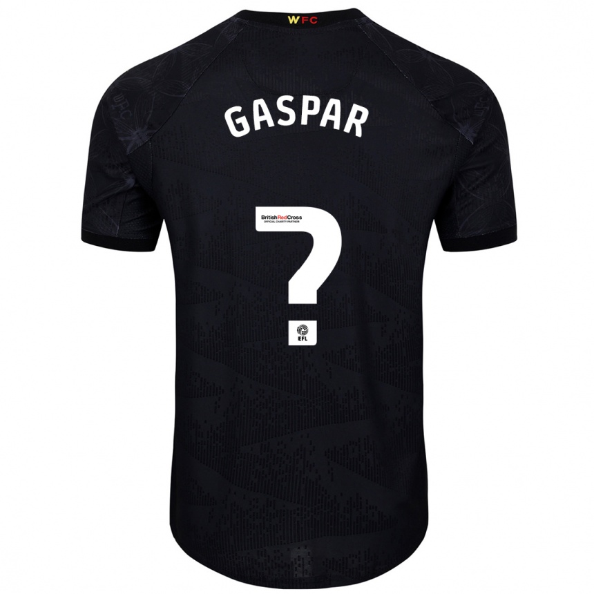 Niño Fútbol Camiseta Luigi Gaspar #0 Negro Blanco 2ª Equipación 2024/25