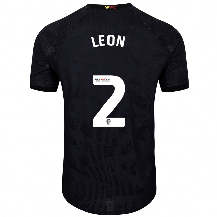 Niño Fútbol Camiseta Lucía León #2 Negro Blanco 2ª Equipación 2024/25