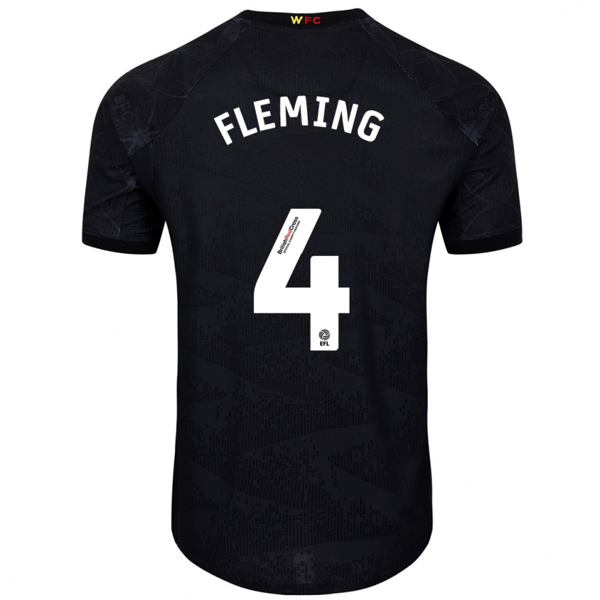 Niño Fútbol Camiseta Charlotte Fleming #4 Negro Blanco 2ª Equipación 2024/25