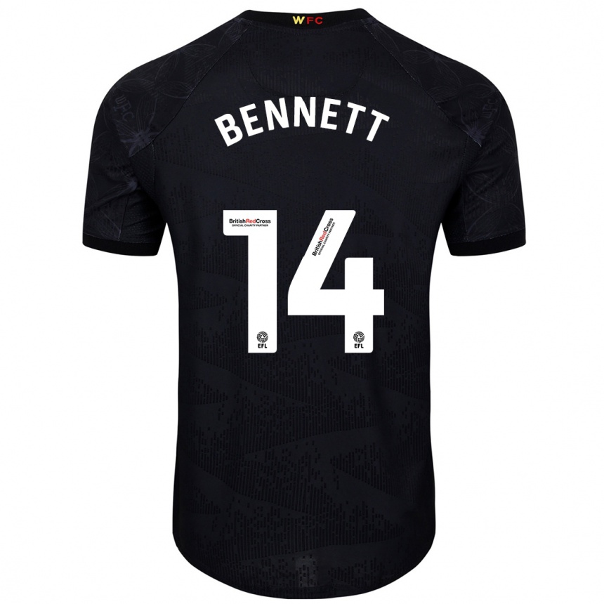 Niño Fútbol Camiseta Harley Bennett #14 Negro Blanco 2ª Equipación 2024/25