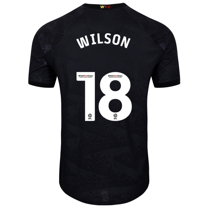 Niño Fútbol Camiseta Poppy Wilson #18 Negro Blanco 2ª Equipación 2024/25