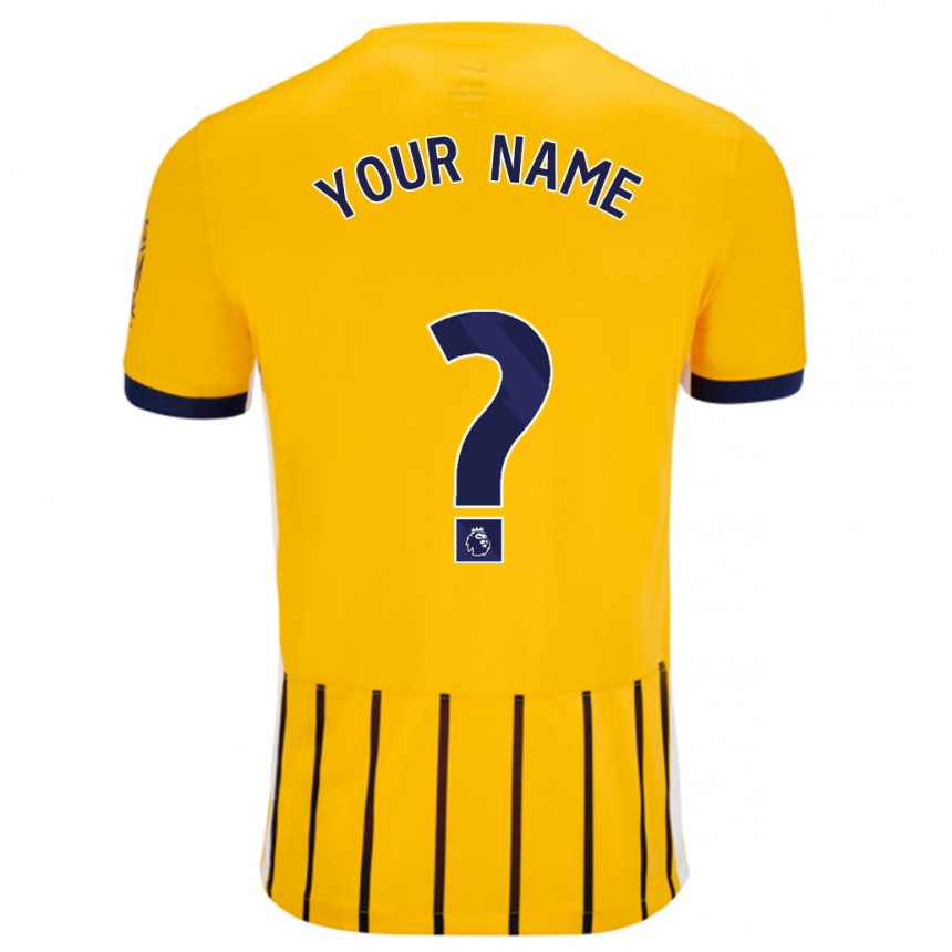 Niño Fútbol Camiseta Su Nombre #0 Dorado Azul Rayas 2ª Equipación 2024/25