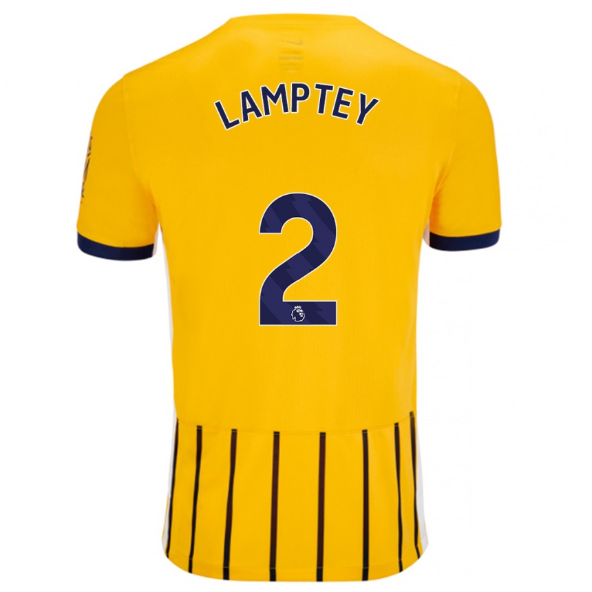 Niño Fútbol Camiseta Tariq Lamptey #2 Dorado Azul Rayas 2ª Equipación 2024/25