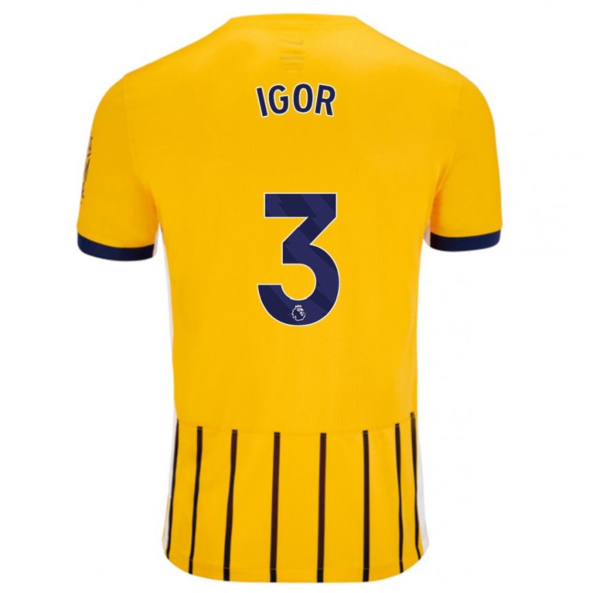 Niño Fútbol Camiseta Igor #3 Dorado Azul Rayas 2ª Equipación 2024/25