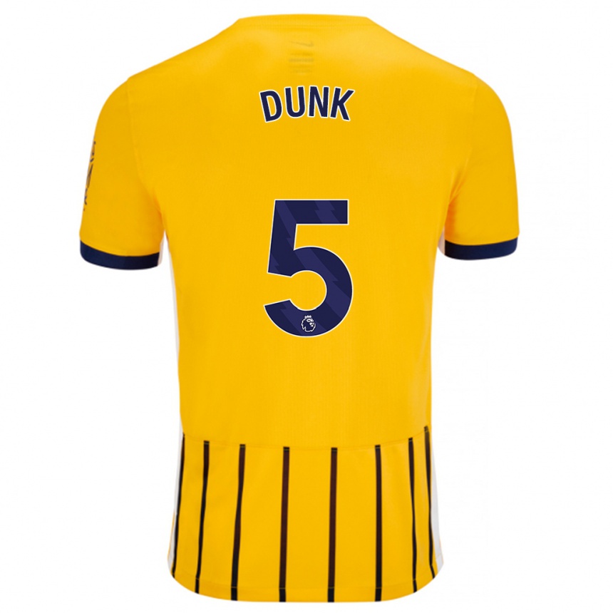 Niño Fútbol Camiseta Lewis Dunk #5 Dorado Azul Rayas 2ª Equipación 2024/25